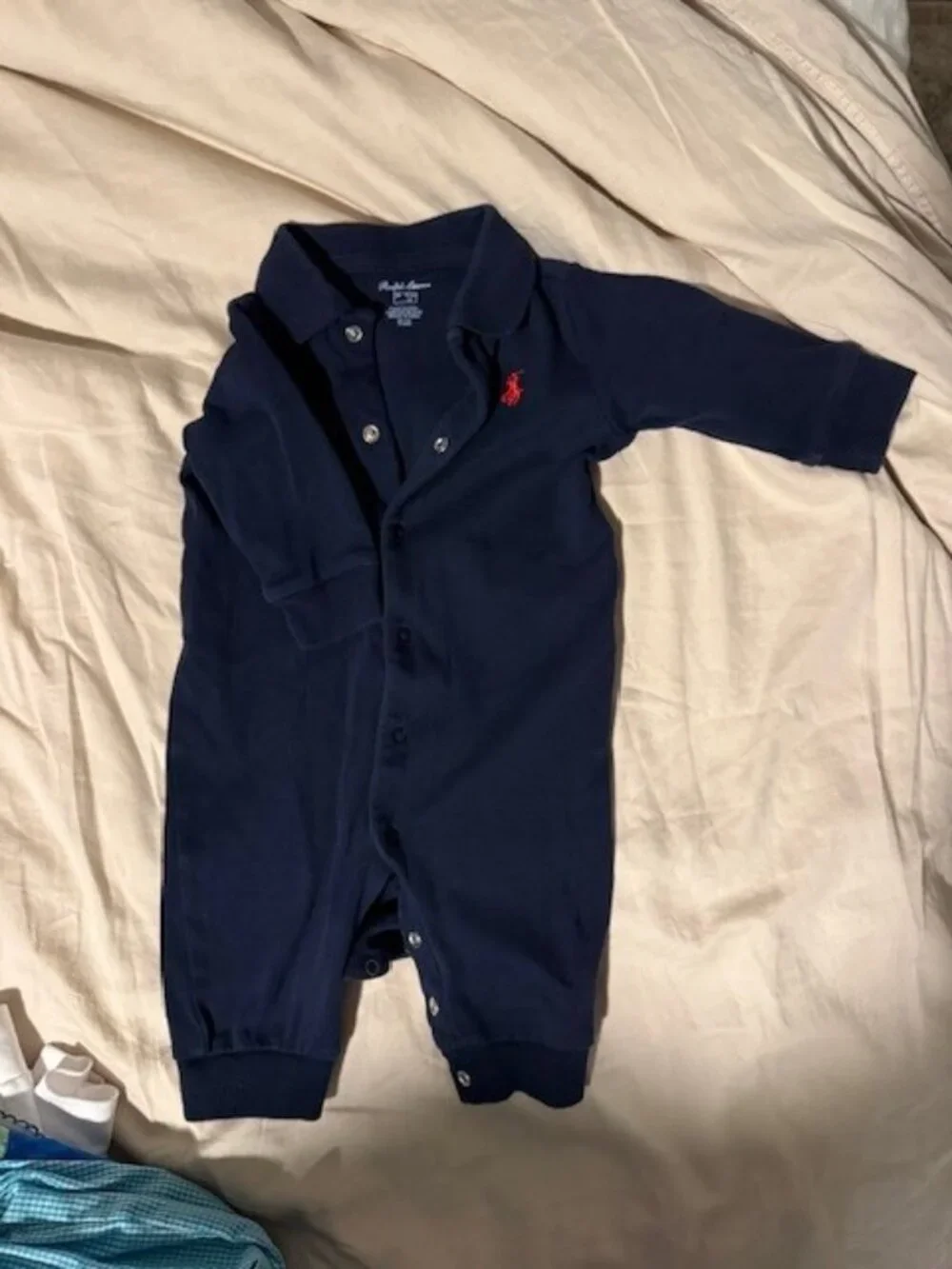 Ralph Lauren Baby Boys Solid Cotton Coverall (3 Months, French Navy)